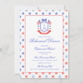 Patriotic Crest w/ US Flags | Rehearsal Dinner 招待状 (正面)
