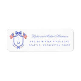Patriotic Crest Wedding Return Address ラベル