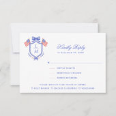 Patriotic Crest with Flags| Monogram Wedding 出欠カード (正面)