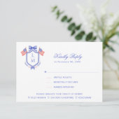 Patriotic Crest with Flags| Monogram Wedding 出欠カード (スタンド正面)