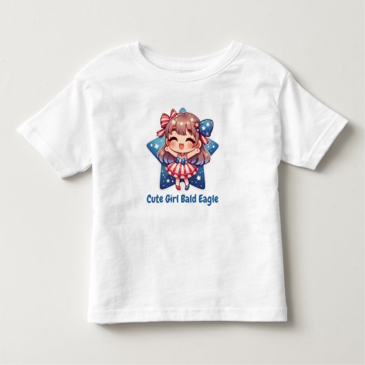 Patriotic Cutie – Baby Bald Eagle with Bow Girls'  トドラーTシャツ (正面)