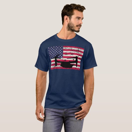 Patriotic CV22 Osprey American flag Tシャツ (正面フル)