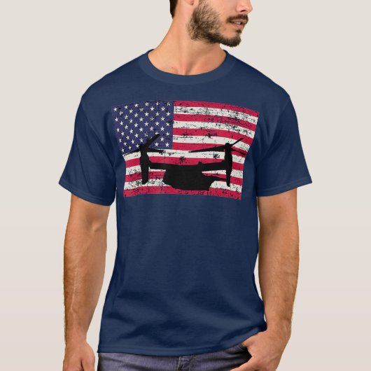 Patriotic CV22 Osprey American flag Tシャツ (正面)