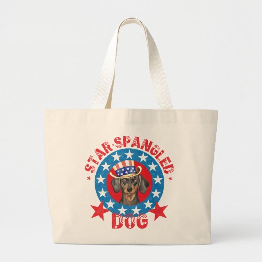 Patriotic Dachshund ラージトートバッグ (正面)