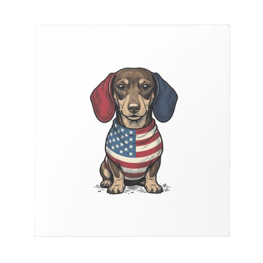Patriotic Dachshund Vintage Engraving Vector Desig ノートパッド (正面)