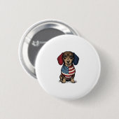 Patriotic Dachshund Vintage Engraving Vector Desig 缶バッジ (正面&裏面)