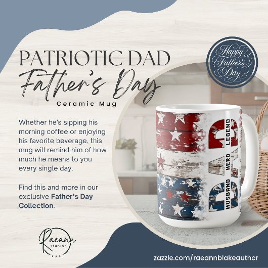 Patriotic Dad Father's Day Ceramic Mug コーヒーマグカップ