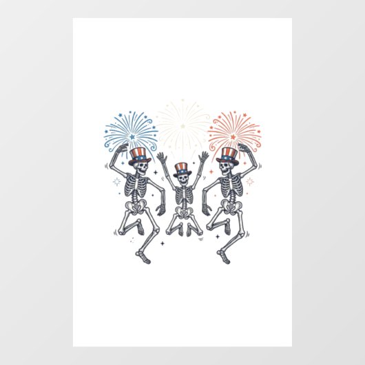 Patriotic Dancing Skeleton Fireworks Vintage Shirt ウィンドウサイン (シート)