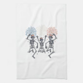 Patriotic Dancing Skeleton Fireworks Vintage Shirt キッチンタオル (縦)