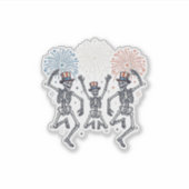 Patriotic Dancing Skeleton Fireworks Vintage Shirt シール (正面)