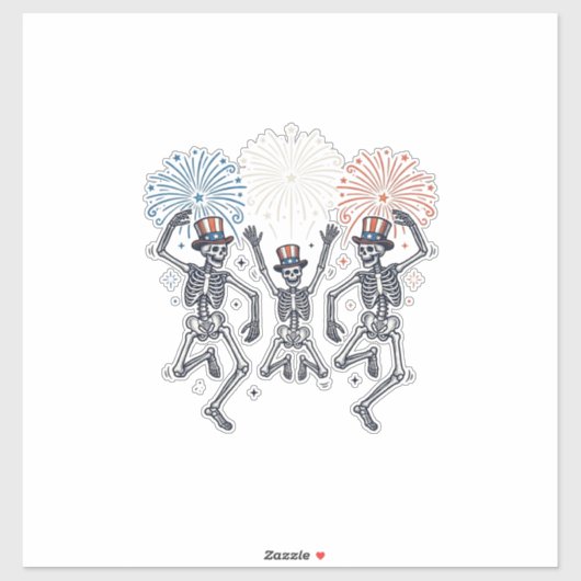Patriotic Dancing Skeleton Fireworks Vintage Shirt シール (シート)