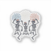 Patriotic Dancing Skeleton Fireworks Vintage Shirt シール (正面)