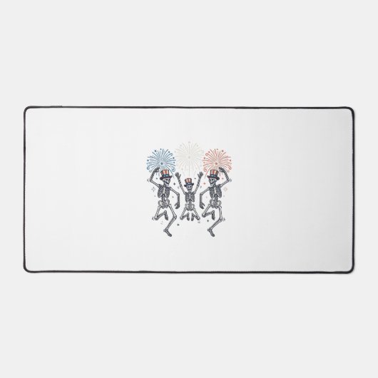 Patriotic Dancing Skeleton Fireworks Vintage Shirt デスクマット (正面)