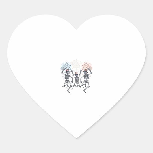 Patriotic Dancing Skeleton Fireworks Vintage Shirt ハートシール (正面)