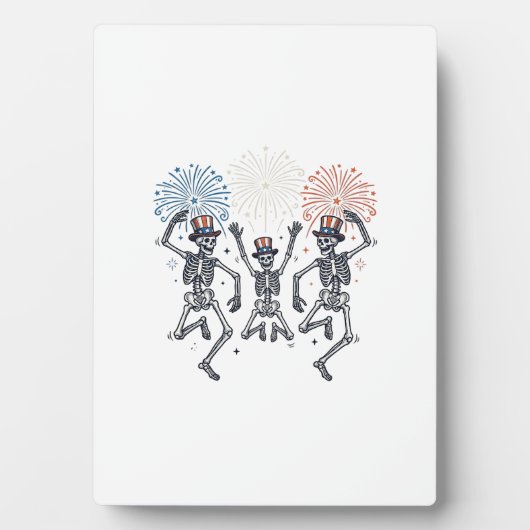 Patriotic Dancing Skeleton Fireworks Vintage Shirt フォトプラーク (正面)