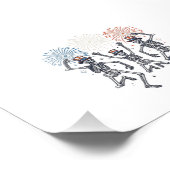 Patriotic Dancing Skeleton Fireworks Vintage Shirt フォトプリント (角)