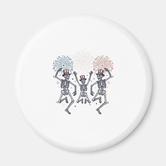 Patriotic Dancing Skeleton Fireworks Vintage Shirt マグネット (正面)