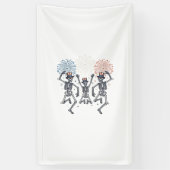 Patriotic Dancing Skeleton Fireworks Vintage Shirt 横断幕 (縦)