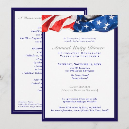 Patriotic Democratic Unity Dinner Fundraising 2025 招待状 (正面/裏面)