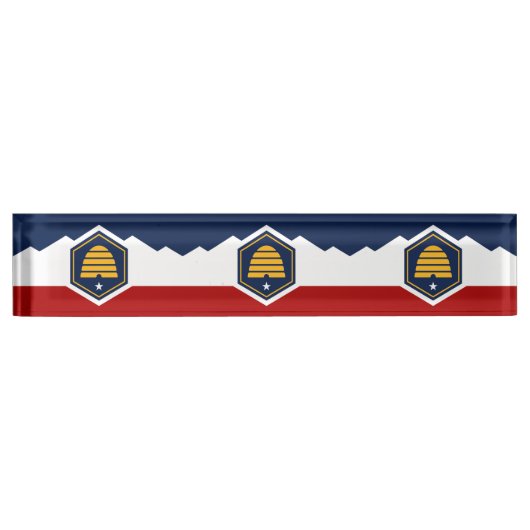 Patriotic desk nameplate with Flag of Utah, USA デスクネームプレート (正面)