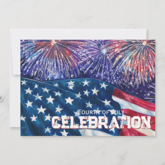 Patriotic Distressed Flag July 4th Invitation 招待状 (正面)