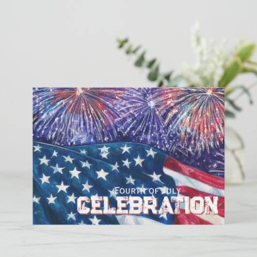 Patriotic Distressed Flag July 4th Invitation 招待状 (スタンド正面)