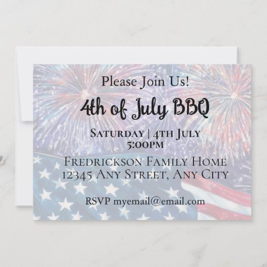 Patriotic Distressed Flag July 4th Invitation 招待状 (裏面)