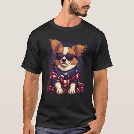 Patriotic Dog 4th Of July Tシャツ (正面)