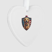 Patriotic Dog Dad Golden Retriever Engraving Shirt オーナメント (正面)