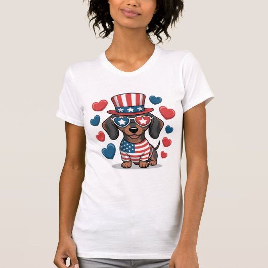 Patriotic Dog Lover USA Shirt Tシャツ (正面)