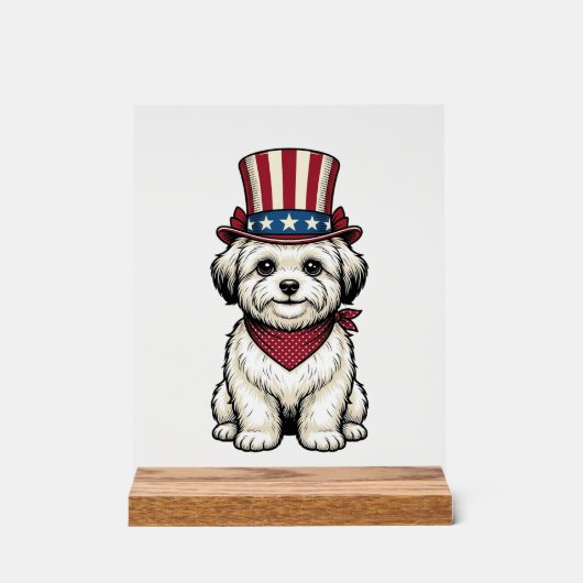 Patriotic Dog Vintage Engraving Vector Design_1 アクリルサイン (正面)