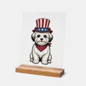 Patriotic Dog Vintage Engraving Vector Design_1 アクリルサイン (傾斜)