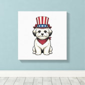 Patriotic Dog Vintage Engraving Vector Design_1 キャンバスプリント (インサイチュ (ウッドフロア))