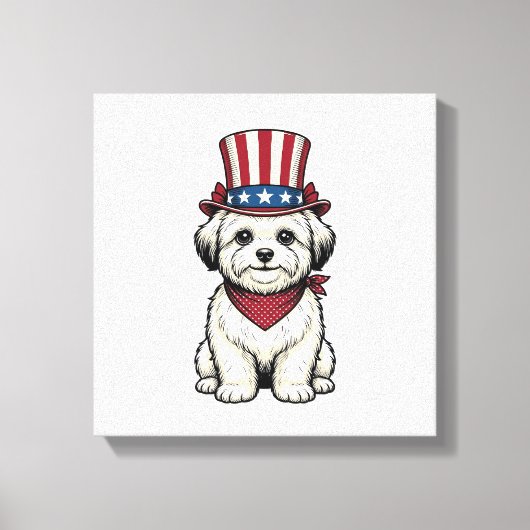 Patriotic Dog Vintage Engraving Vector Design_1 キャンバスプリント (正面)