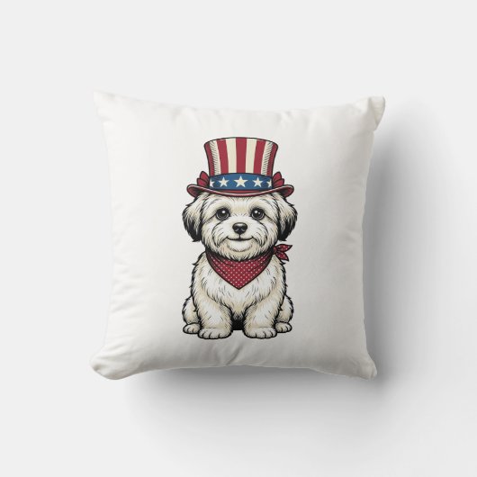 Patriotic Dog Vintage Engraving Vector Design_1 クッション (正面)