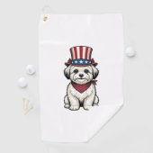 Patriotic Dog Vintage Engraving Vector Design_1 ゴルフタオル (インサイチュ)