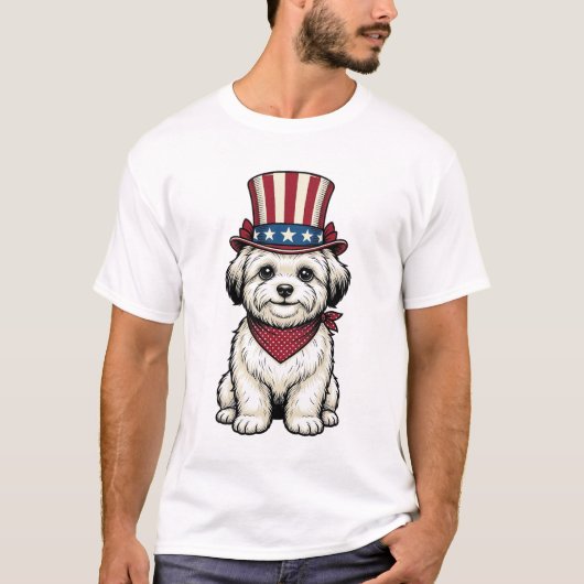 Patriotic Dog Vintage Engraving Vector Design_1 Tシャツ (正面)