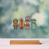 Patriotic Duck and Hot Dog Vintage Vector Shirt_1 アクリルサイン (ニュートラル)