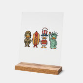 Patriotic Duck and Hot Dog Vintage Vector Shirt_1 アクリルサイン (傾斜)