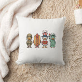 Patriotic Duck and Hot Dog Vintage Vector Shirt_1 クッション (ブランケット)