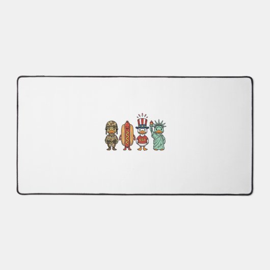 Patriotic Duck and Hot Dog Vintage Vector Shirt_1 デスクマット (正面)