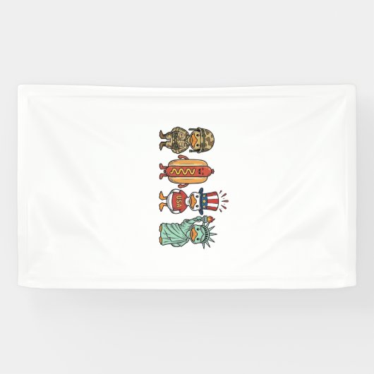 Patriotic Duck and Hot Dog Vintage Vector Shirt_1 横断幕 (横)