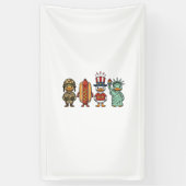 Patriotic Duck and Hot Dog Vintage Vector Shirt_1 横断幕 (縦)