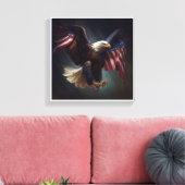Patriotic Eagle赤白青7月4日おもしろい芸術 キャンバスプリント (インサイチュ (リビング))