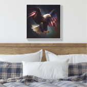 Patriotic Eagle赤白青7月4日おもしろい芸術 キャンバスプリント (インサイチュ (寝室))