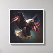 Patriotic Eagle赤白青7月4日おもしろい芸術 キャンバスプリント (正面)