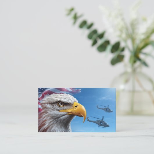 Patriotic Eagle & American Flag with Helicopters 名刺 (スタンド正面)