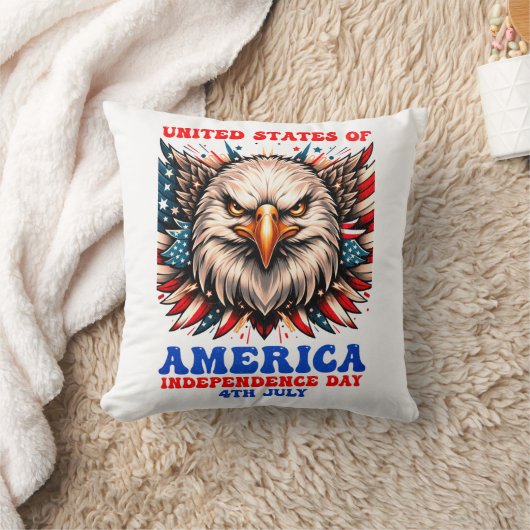 Patriotic Eagle Americana Throw Pillow クッション (ブランケット)