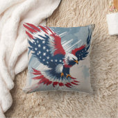 Patriotic Eagle Art Throw Pillow クッション (ブランケット)