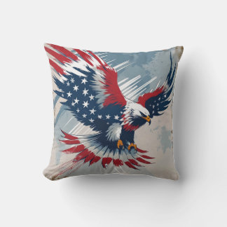 Patriotic Eagle Art Throw Pillow クッション